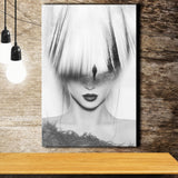 Mystical Woman Abstract Black And White, Canvas Prints Wall Art Home Decor, Ready to Hang
