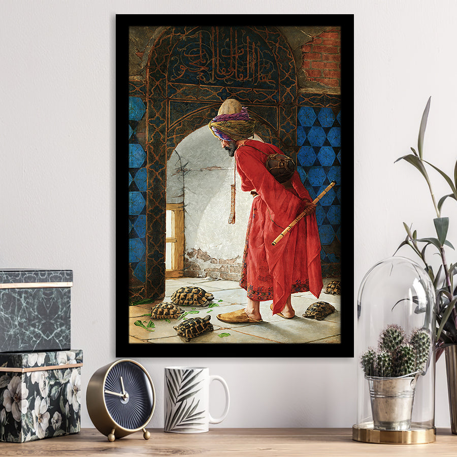 The Tortoise Trainer, Osman Hamdi Painting Framed Art Print Wall Art Decor,Framed Picture