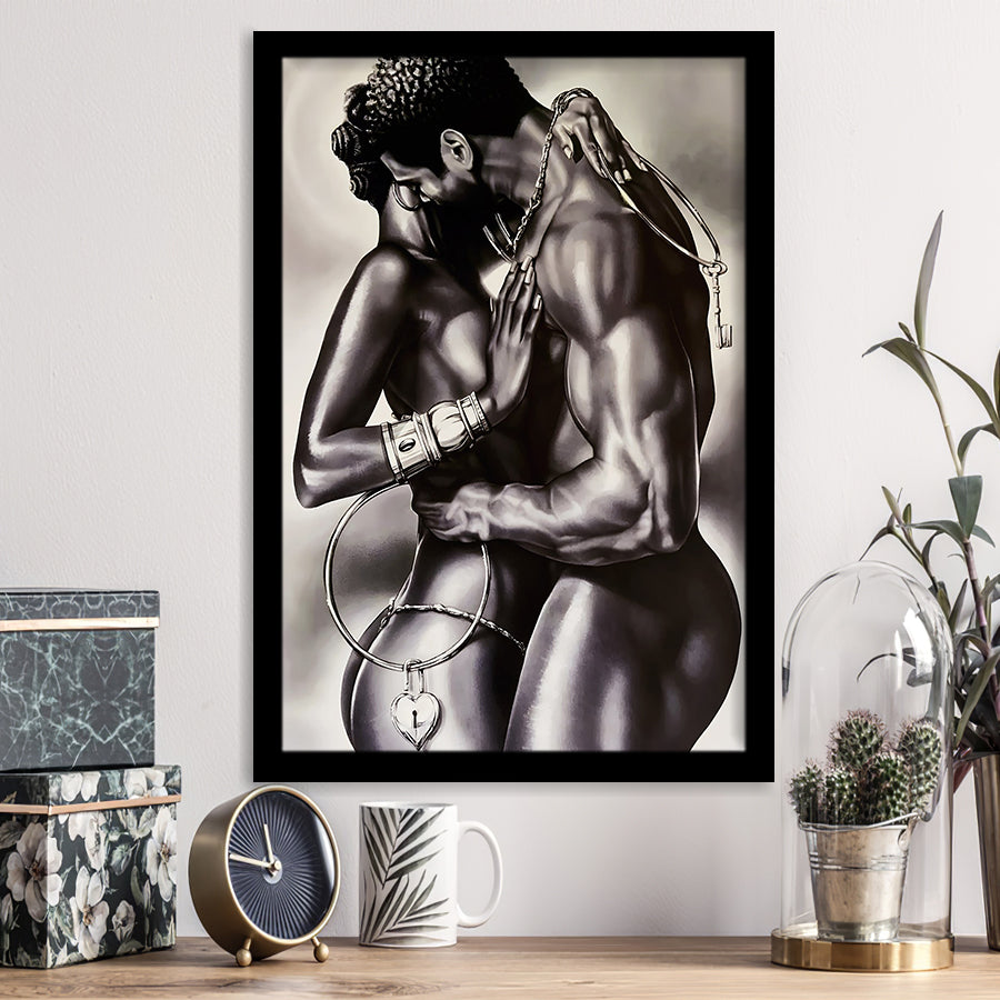 Loved Black Couple Framed Art Prints Wall Decor - Painting Prints, Wall Art, Framed Picture, For Sale