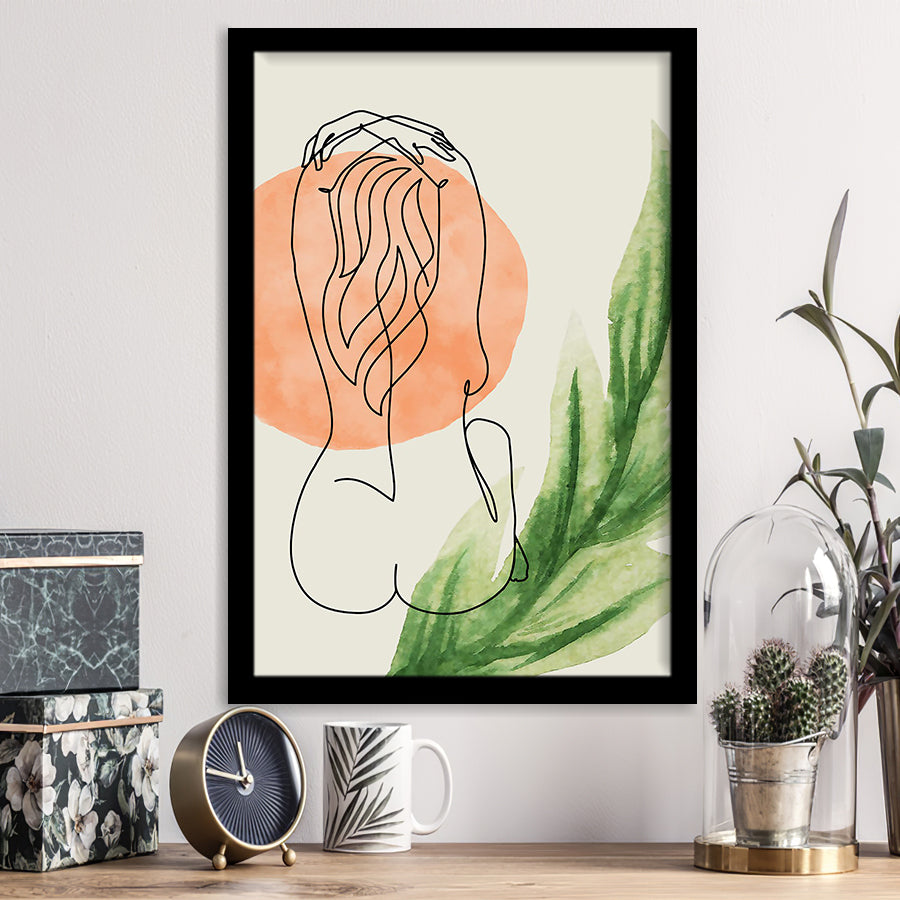 Back Pose Of Lady Bathroom Art Framed Art Prints Wall Decor, Framed Picture, Large Picture
