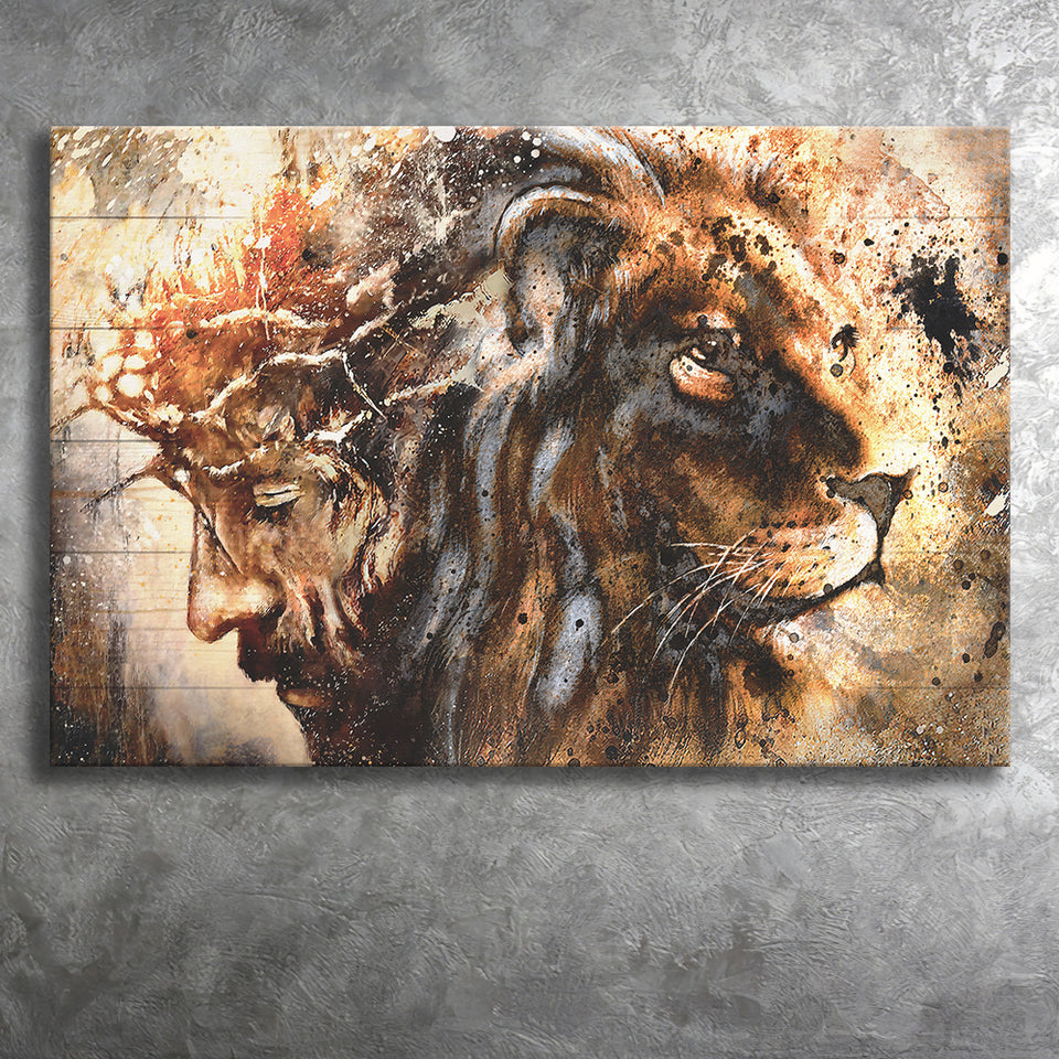 Jesus And Lion Canvas Prints Wall Art - Painting Canvas,Wall Decor,Art Print,Home Decor