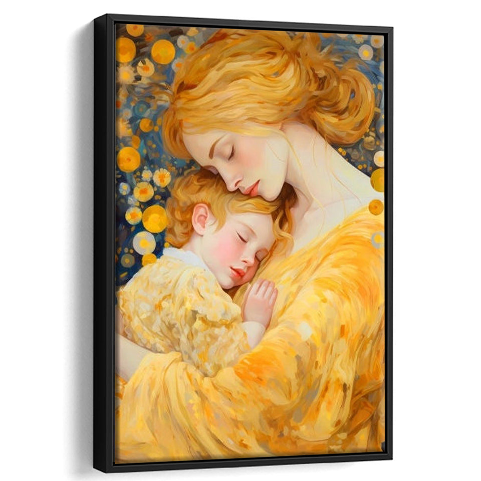 Mother And Child Art,Klimt Mother And Child,Gustav Klimt,Framed Canvas Prints Wall Art Decor, Floating Frame