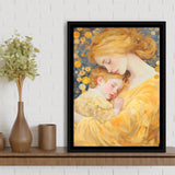 Mother And Child Art,Klimt Mother And Child,Gustav Klimt,Framed Canvas Prints Wall Art Decor, Floating Frame