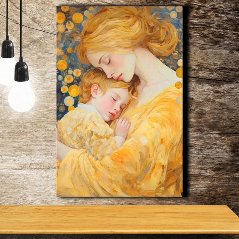 Mother And Child Art,Klimt Mother And Child,Gustav Klimt Mother And Child, Canvas Painting, Canvas Print Wall Art Decor