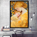 Mother And Child Art,Klimt Mother And Child,Gustav Klimt Mother And Child,Framed Art Prints Wall Decor, Picture Framed