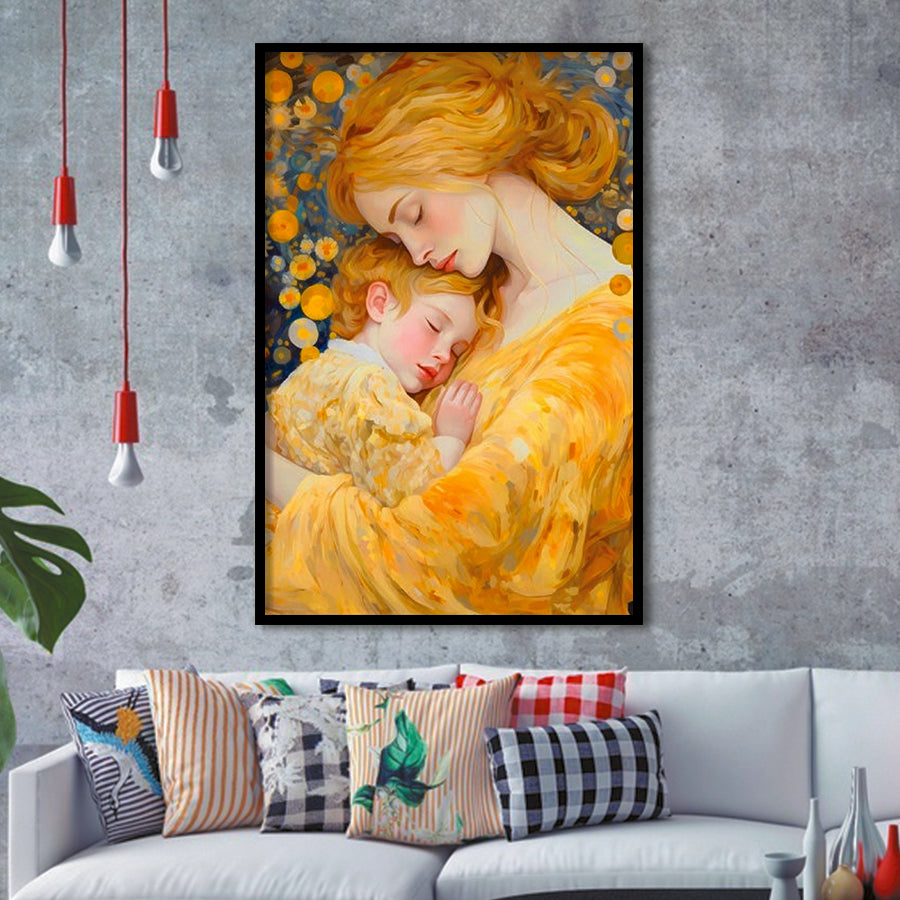 Mother And Child Art,Klimt Mother And Child,Gustav Klimt Mother And Child,Framed Art Prints Wall Decor, Picture Framed