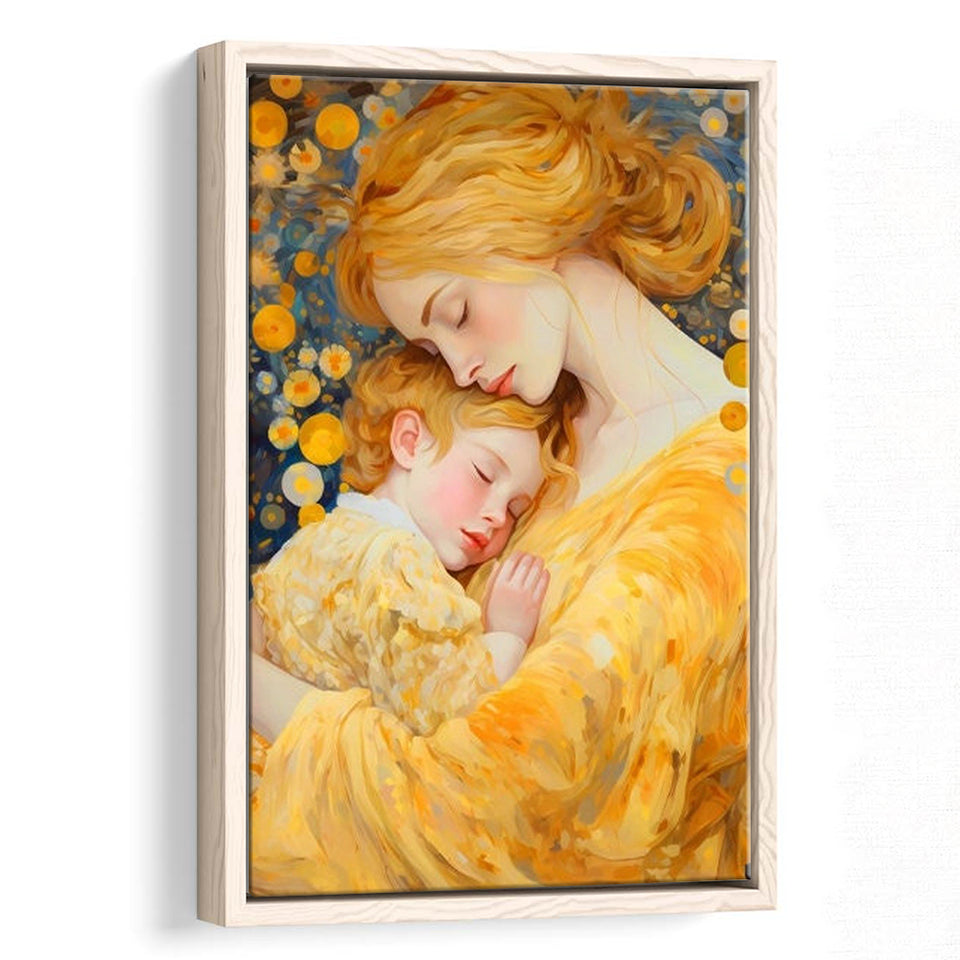 Mother And Child Art,Klimt Mother And Child,Gustav Klimt,Framed Canvas Prints Wall Art Decor, Floating Frame