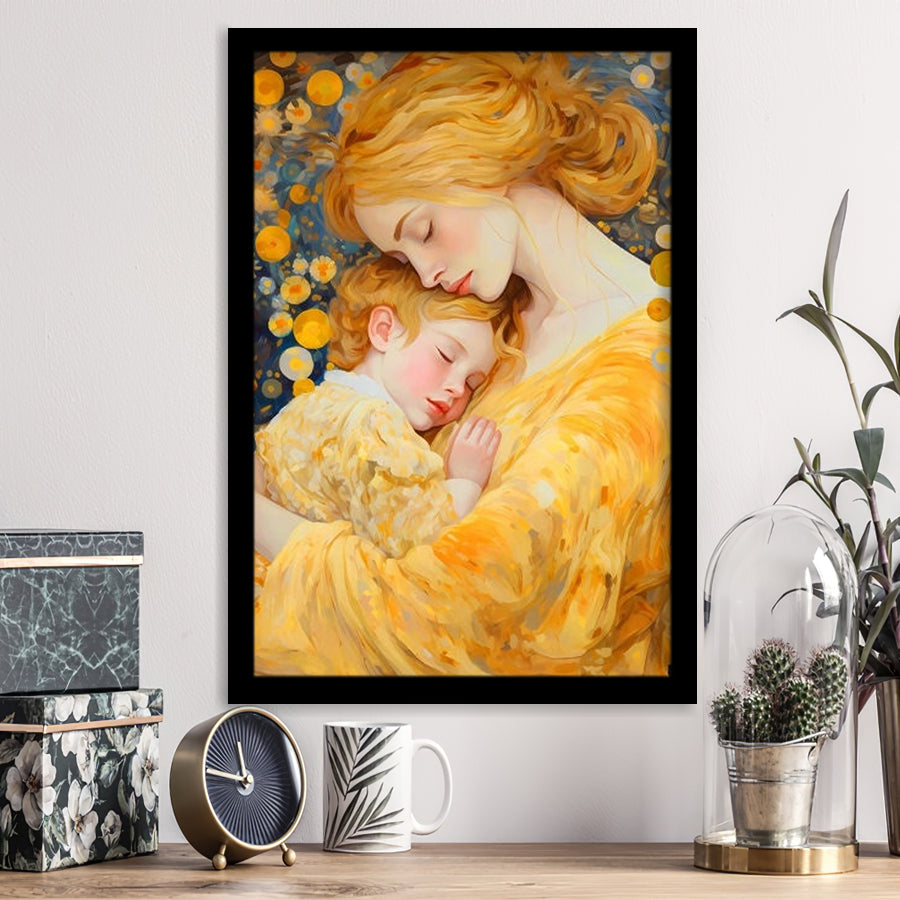 Mother And Child Art,Klimt Mother And Child,Gustav Klimt Mother And Child,Framed Art Prints Wall Decor, Picture Framed