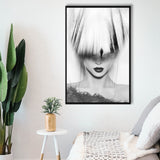 Mystical Woman Abstract Black And White, Framed Canvas Prints Wall Art Home Decor,Floating Frame, Ready to Hang