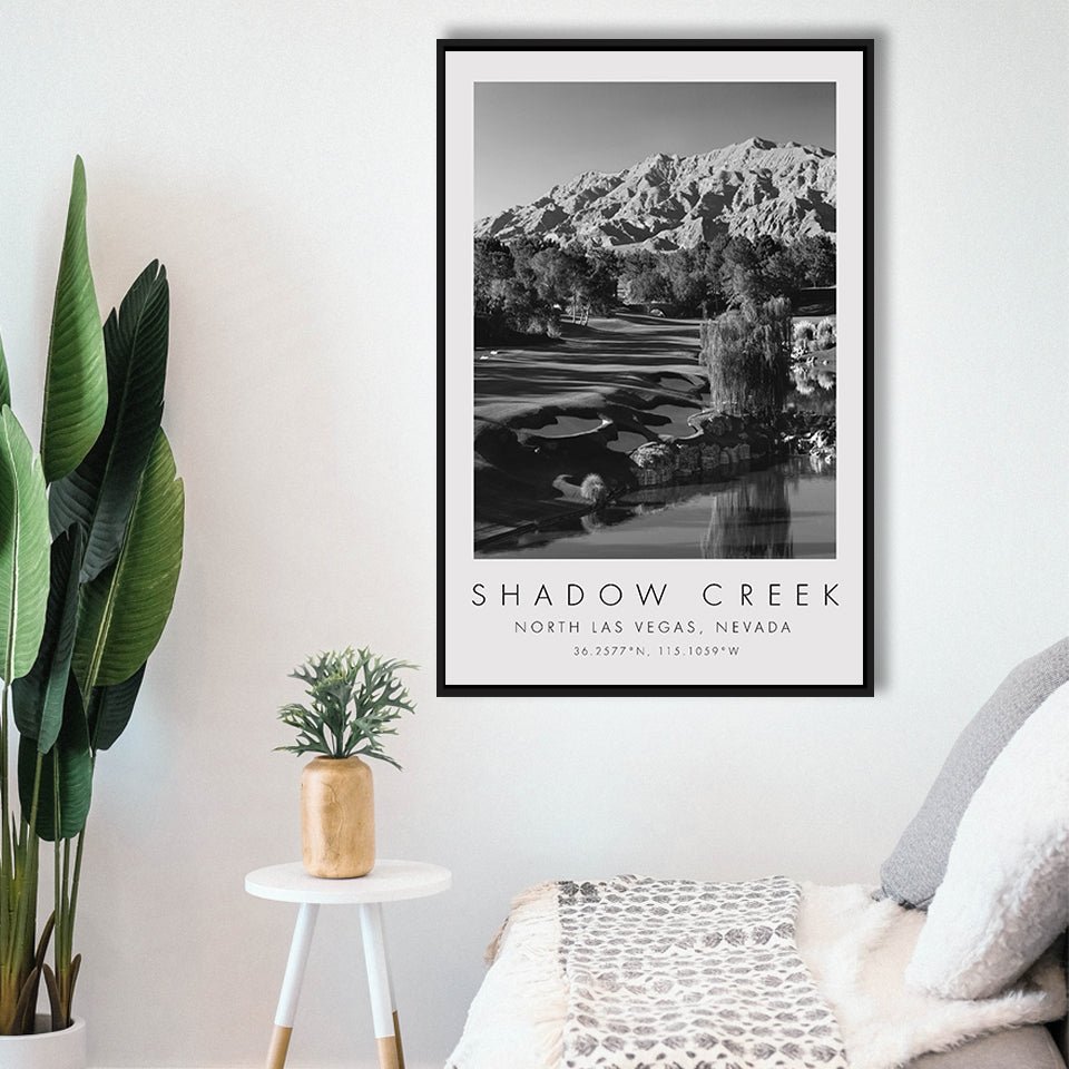 Shadow Creek Golf Club Hole 18, North Las Vegas, Nevada, Golf Art Print, Floating Frame, Framed Canvas Print Wall Art