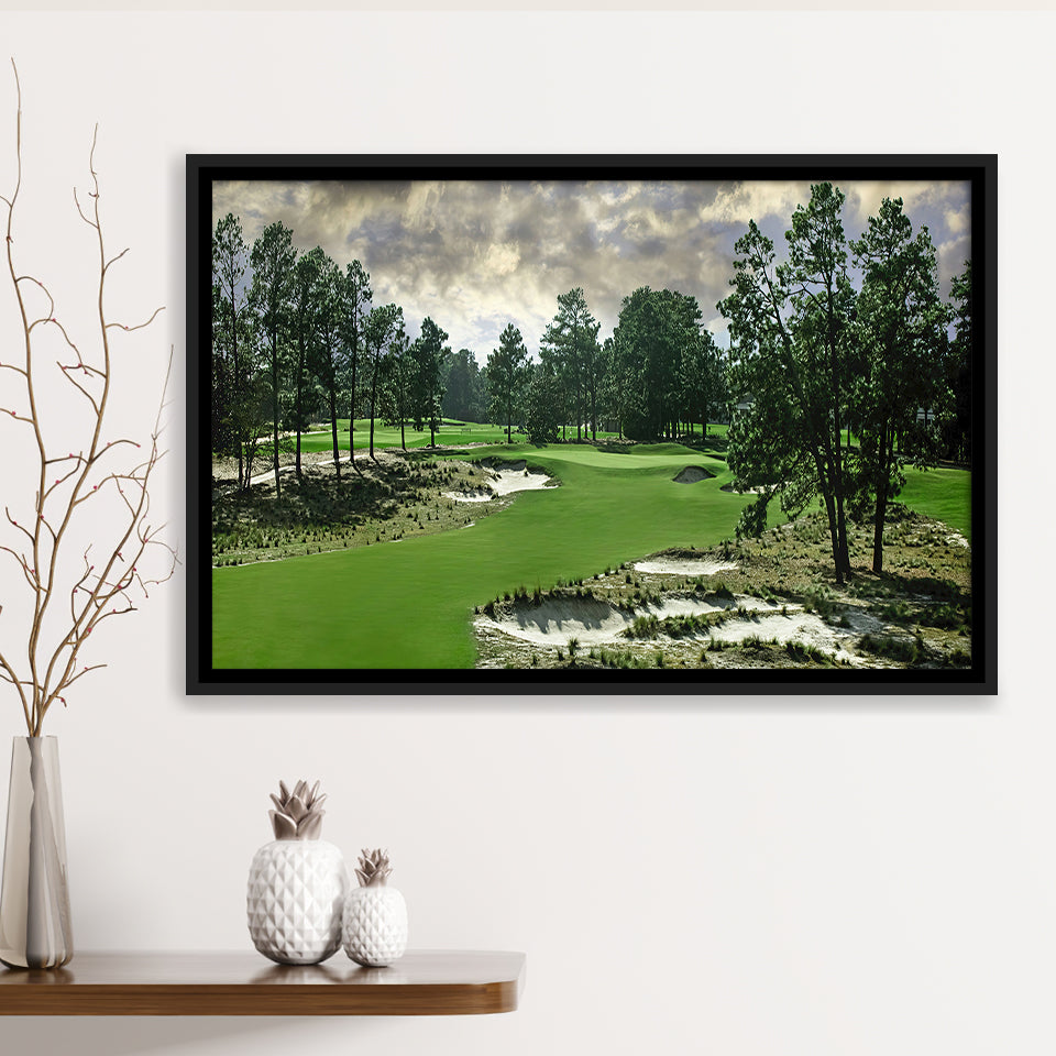 Pinehurst Course Number 2 Golf Courses, Golf Art Print, Framed Canvas Prints Wall Art Decor, Floating Frame