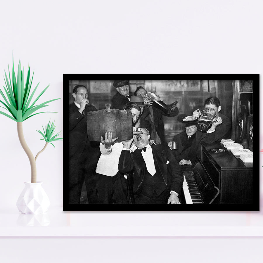 Beer Drinking Bar Black And White Print, End Of Prohibition Framed Art Prints, Wall Art,Home Decor,Framed Picture