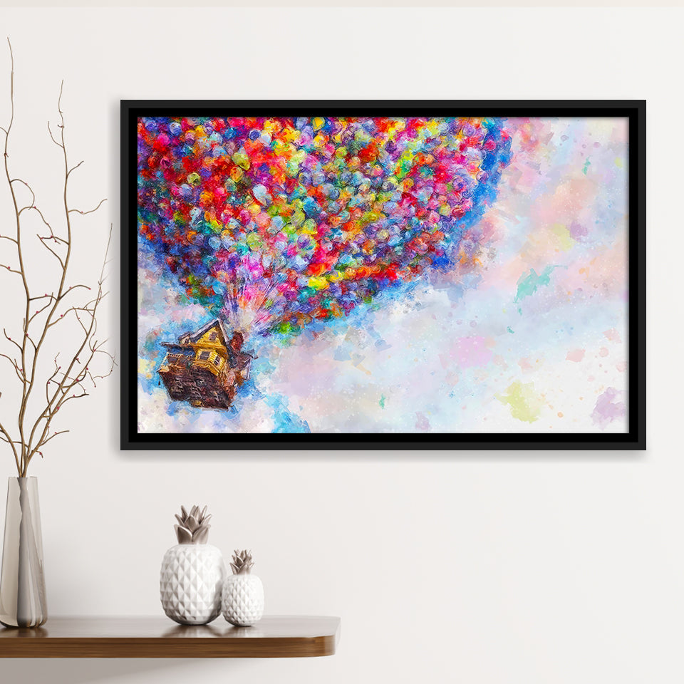 Pixar Dream house fly with balloons Painting Framed Canvas Prints Wall Art - Painting Prints, Wall Decor, Floating Frame