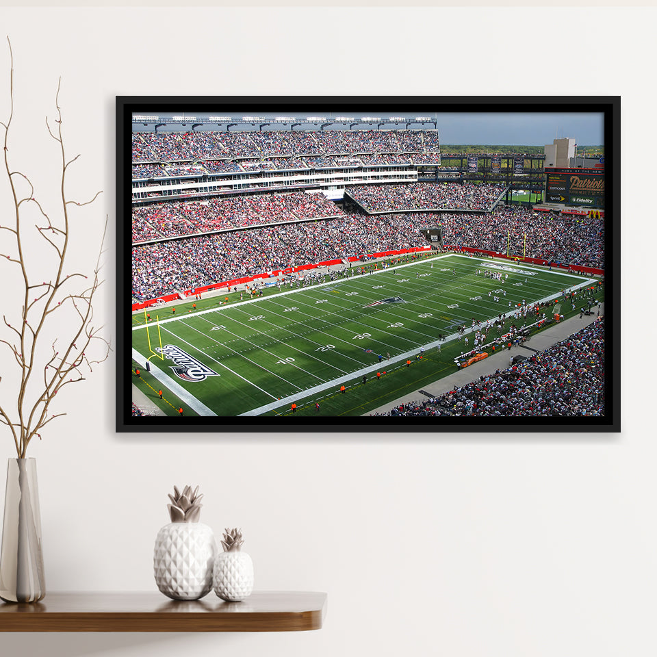 New England Patriots Wall Art Gillette Stadium Framed Canvas Prints,Sport Stadium Art Prints, Fan Gift