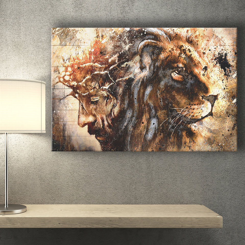 Jesus And Lion Canvas Prints Wall Art - Painting Canvas,Wall Decor,Art Print,Home Decor
