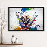 Hand Gesture Victory Graffiti Art Framed Canvas Prints Wall Art Decor - Painting Canvas, Floating Frame, Framed Picture