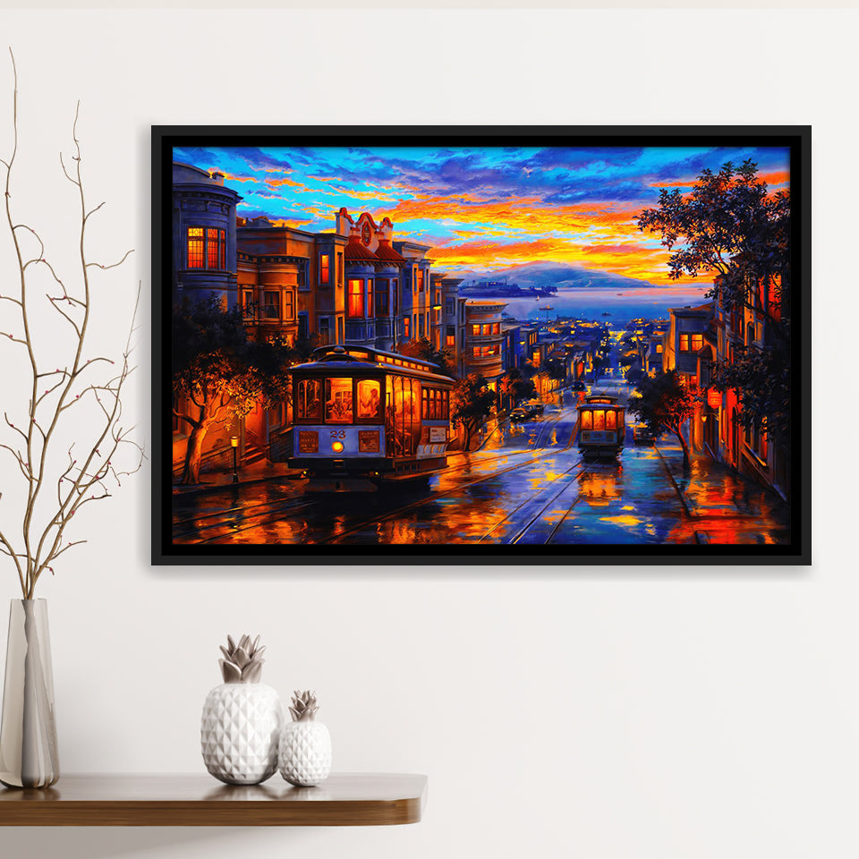 San Francisco Downtown Framed Canvas Prints Wall Art Decor - Painting Canvas, Framed Picture, Home Decor