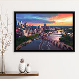 Minneapolis, Minneapolis Skyline100 Framed Canvas Prints Wall Art Decor, Black Floating Frame