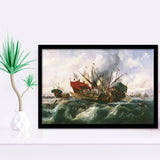 Battle Of Lepanto By Antonio Brugada Vila Framed Art Prints Wall Decor - Painting Art, Framed Picture, Home Decor, For Sale