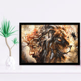 Jesus And Lion Framed Art Print Wall Decor - Painting Art, Framed Picture, Home Decor