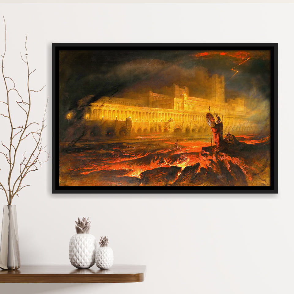 Pandemonium By John Martin, Framed Canvas Prints Wall Art Home Decor,Floating Frame, Ready to Hang
