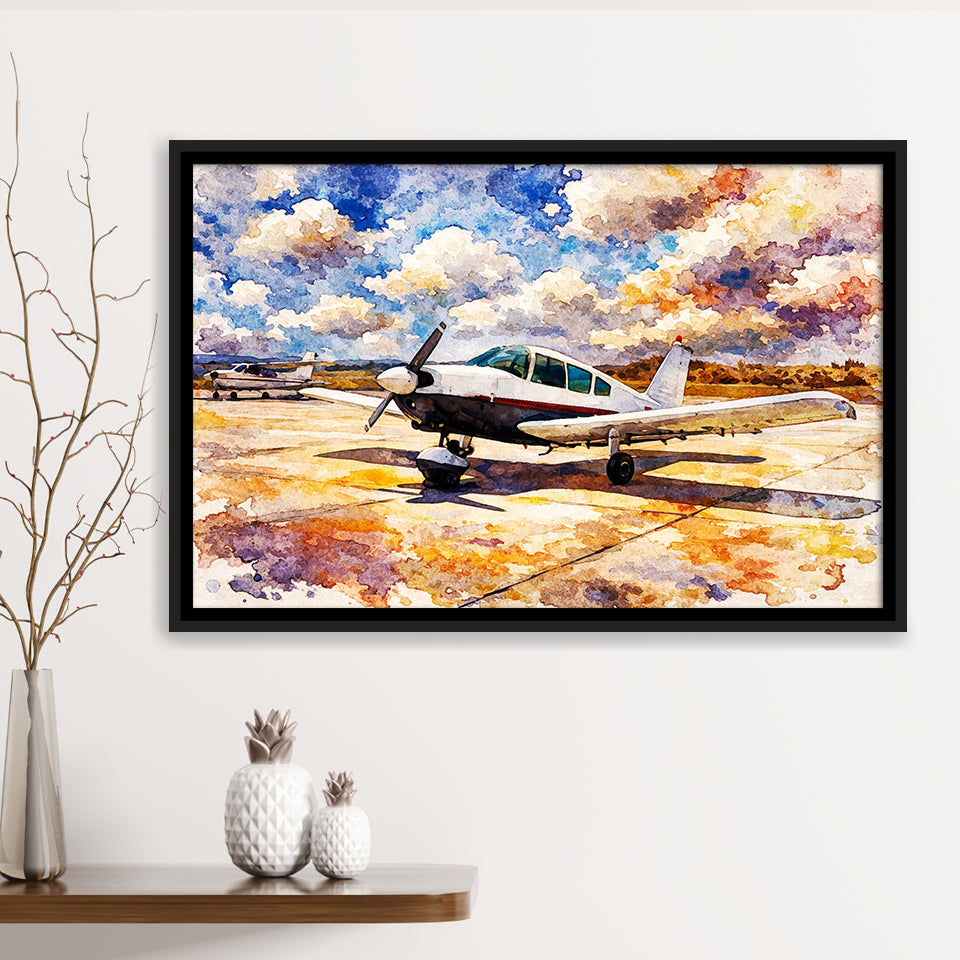 Watercolor Aircraft Painting, Framed Canvas Prints Wall Art Home Decor