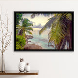 Tropical, Palm Trees Print Tropical Decor Framed Canvas Prints Wall Art Decor, Black Floating Frame