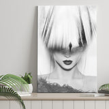 Mystical Woman Abstract Black And White, Canvas Prints Wall Art Home Decor, Ready to Hang