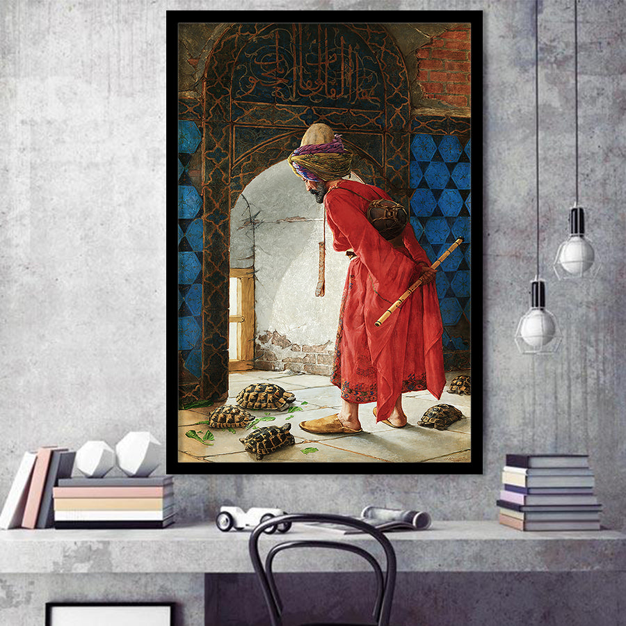 The Tortoise Trainer, Osman Hamdi Painting Framed Art Print Wall Art Decor,Framed Picture
