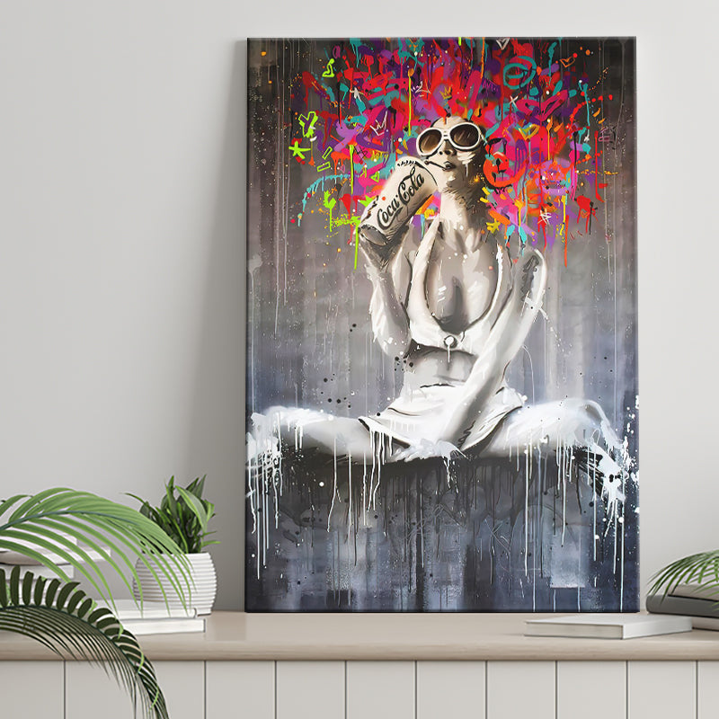 Coke Lady Pop Art Graffiti Art Canvas Prints Wall Art Decor - Painting Canvas, Home Decor, Art Print, Art For Sale