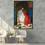 The Tortoise Trainer, Osman Hamdi Painting Framed Canvas Prints Wall Art Home Decor, Floating Frame