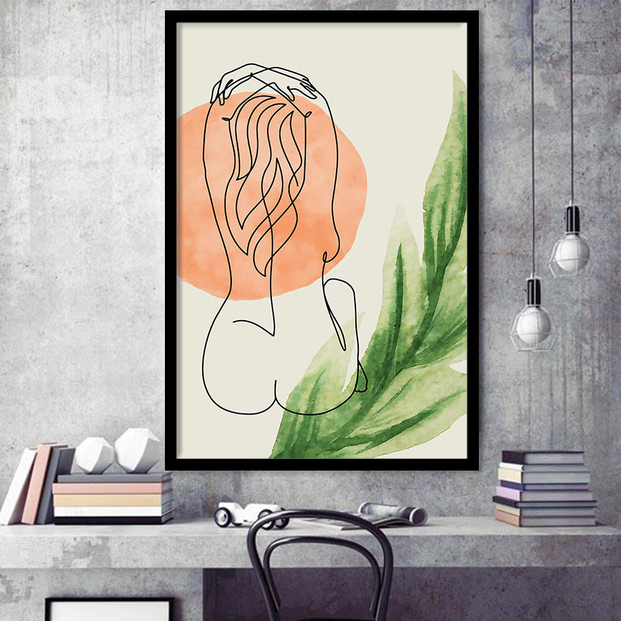 Back Pose Of Lady Bathroom Art Framed Art Prints Wall Decor, Framed Picture, Large Picture