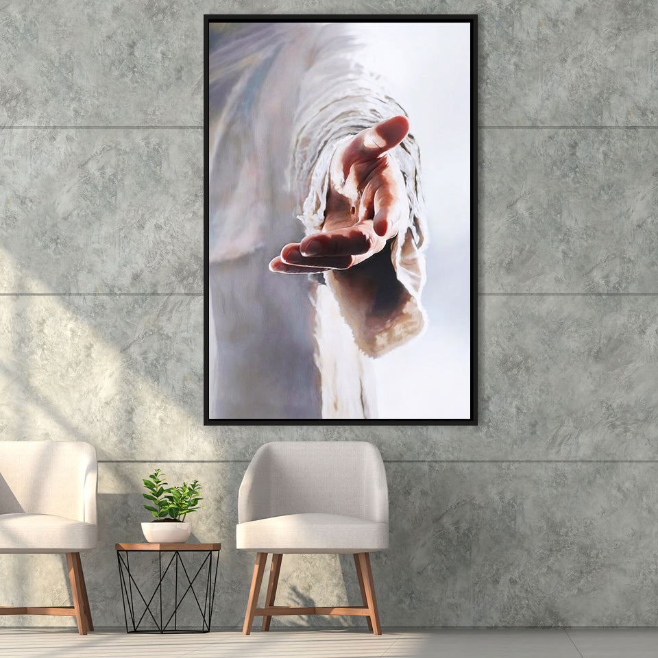 Jesus Holding Hand Framed Canvas Prints - Painting Canvas, Framed Art, Prints for Sale, Wall Art, Wall Decor