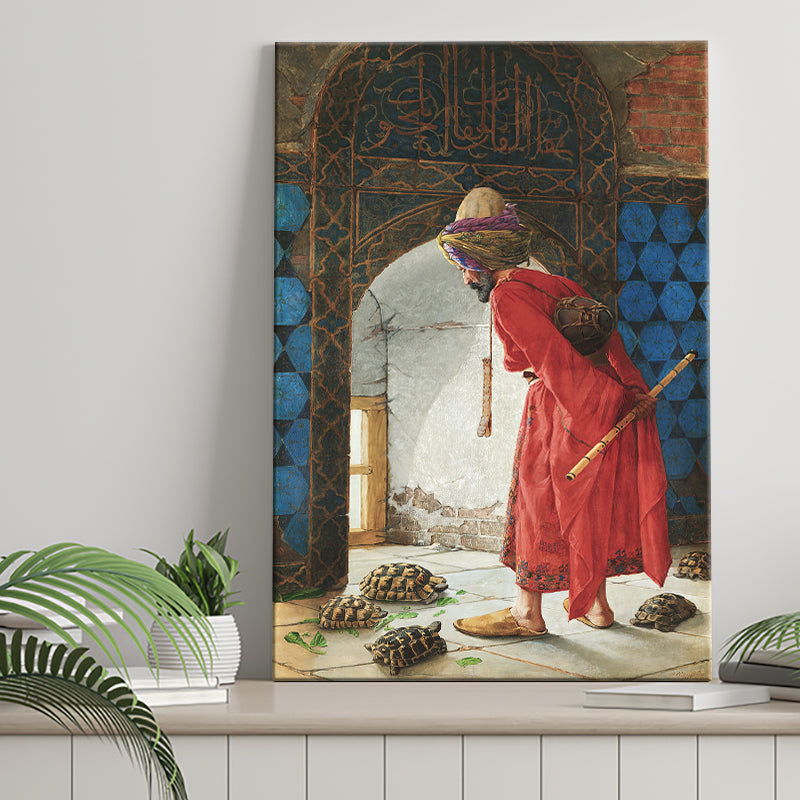 The Tortoise Trainer, Osman Hamdi Painting Canvas Prints Wall Art Home Decor