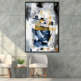Potrait Abstract Face, African American Blue And Grey Art, Framed Canvas Prints Wall Art Decor, Floating Frame