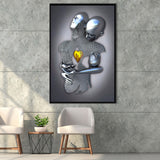 3D Effect Art Art Love Gold Heart Iron Mesh Abstract Art Framed Canvas Prints Wall Art - Painting Canvas,Floating Frame,Wall Decor
