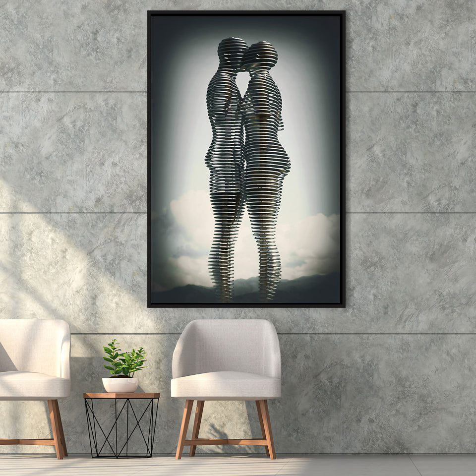 3D Effect Ali & Nino Couple Love Art Framed Canvas Prints Wall Art - Painting Canvas, Home Wall Decor, Prints for Sale, Floating Frame