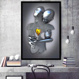 3D Effect Art Art Love Gold Heart Iron Mesh Abstract Art Framed Art Print Wall Decor - Painting Art,Framed Picture,Wall Art