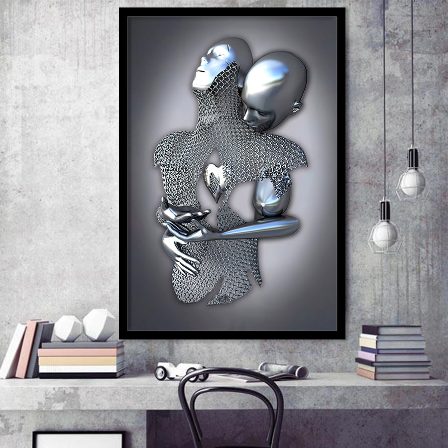 3D Effect Art Eternal Love Iron Mesh Framed Art Print Wall Decor - Painting Art,Framed Picture,Wall Art