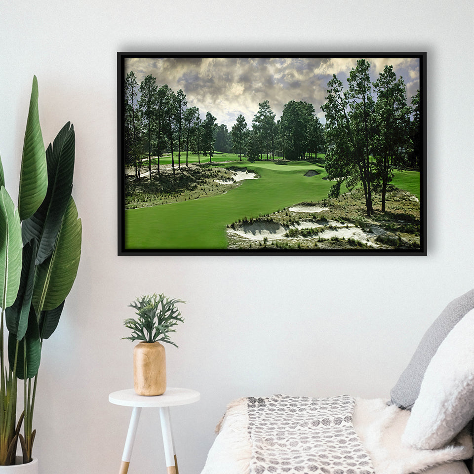 Pinehurst Course Number 2 Golf Courses, Golf Art Print, Framed Canvas Prints Wall Art Decor, Floating Frame