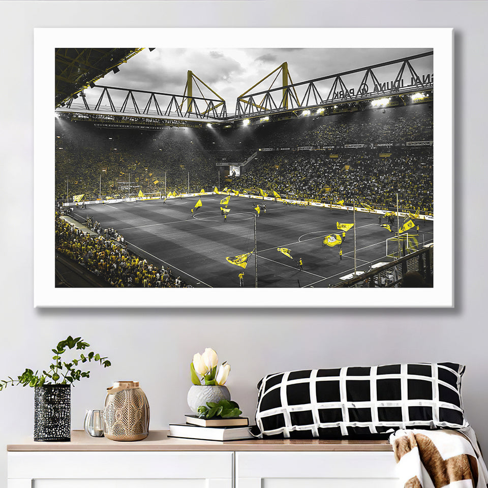 B&W Bvb Borussia Dortmund Signal Iduna Park Stadium Canvas Prints Wall Art - Painting Canvas,Wall Decor,Art Print,Home Decor