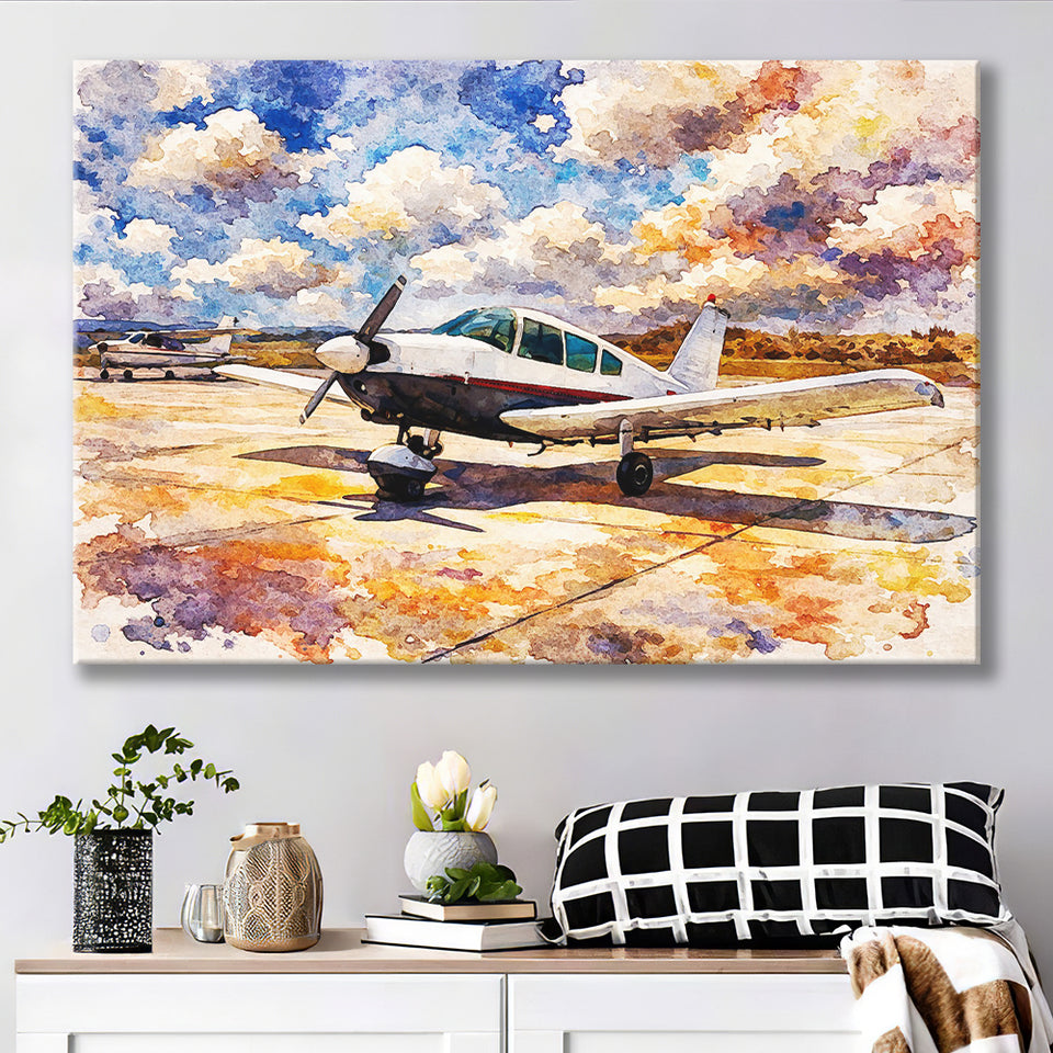 Watercolor Aircraft Painting, Canvas Prints Wall Art Home Decor