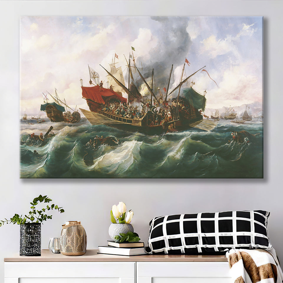 Battle Of Lepanto By Antonio Brugada Vila Canvas Wall Art - Canvas Prints, Prints For Sale, Painting Canvas