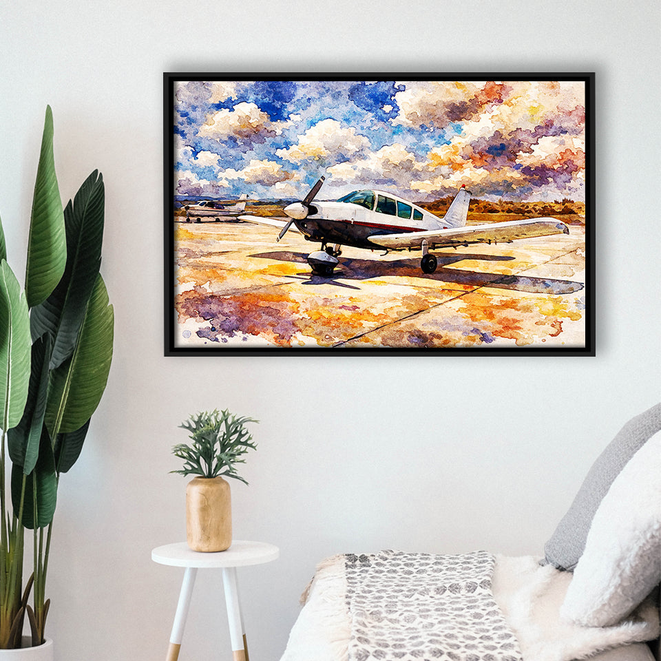 Watercolor Aircraft Painting, Framed Canvas Prints Wall Art Home Decor