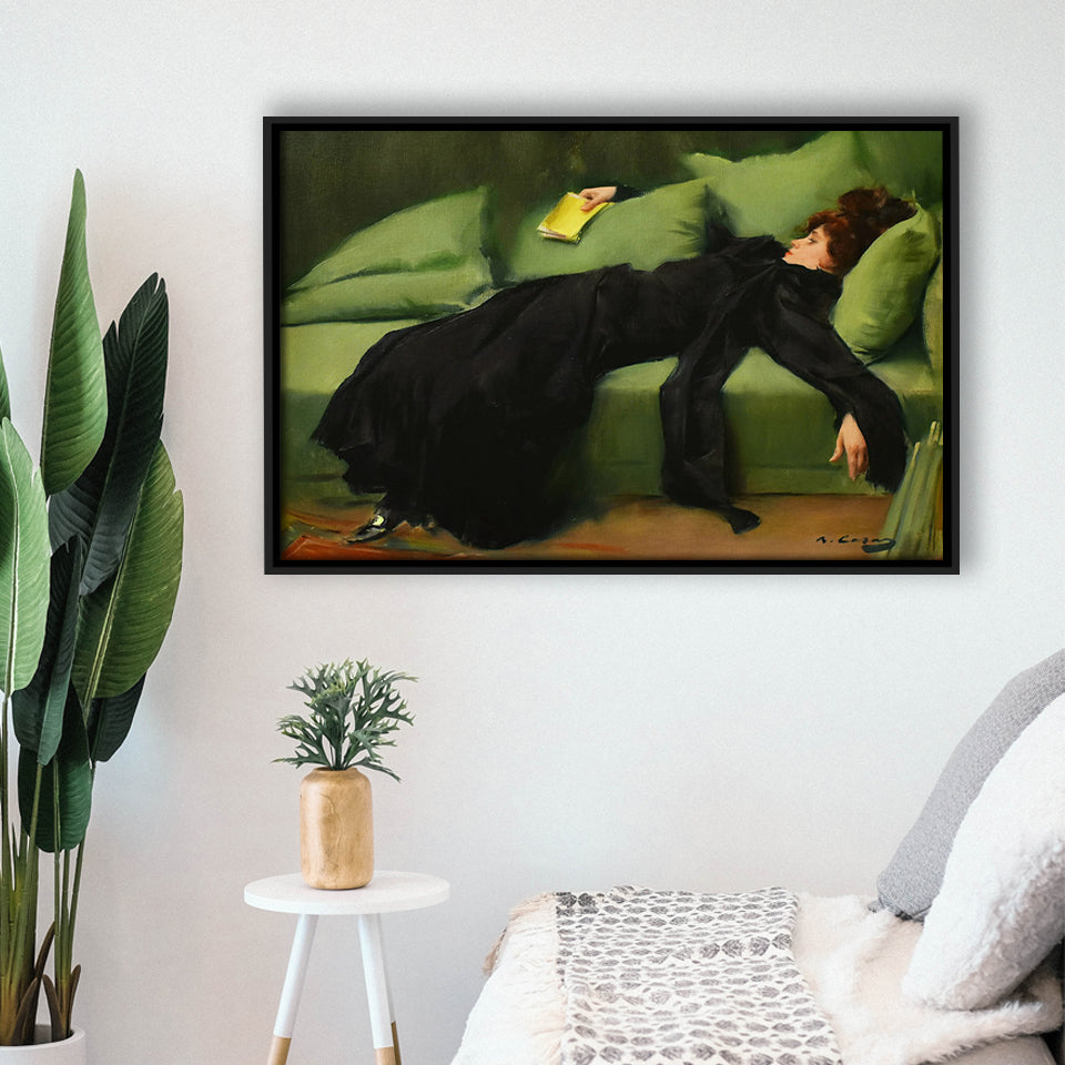Ramon Casas, Decadent Young Woman After The Dance 1899 Framed Canvas Prints Wall Art, Floating Frame, Large Canvas Home Decor