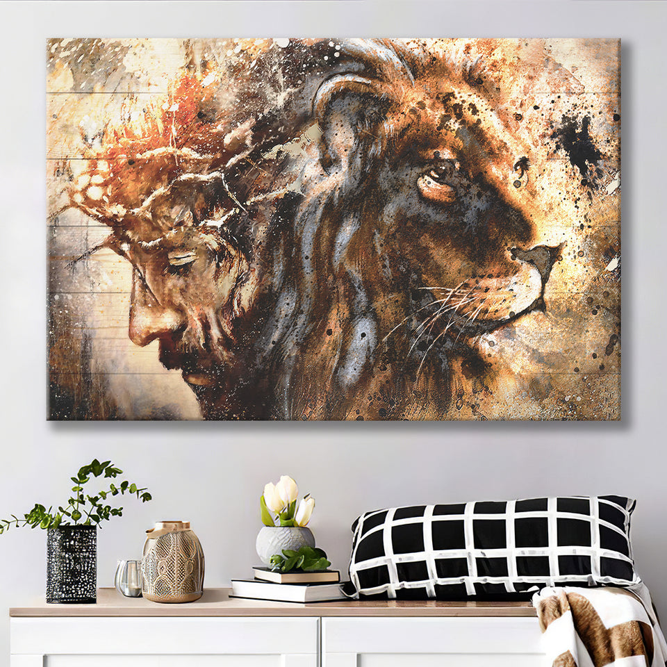 Jesus And Lion Canvas Prints Wall Art - Painting Canvas,Wall Decor,Art Print,Home Decor
