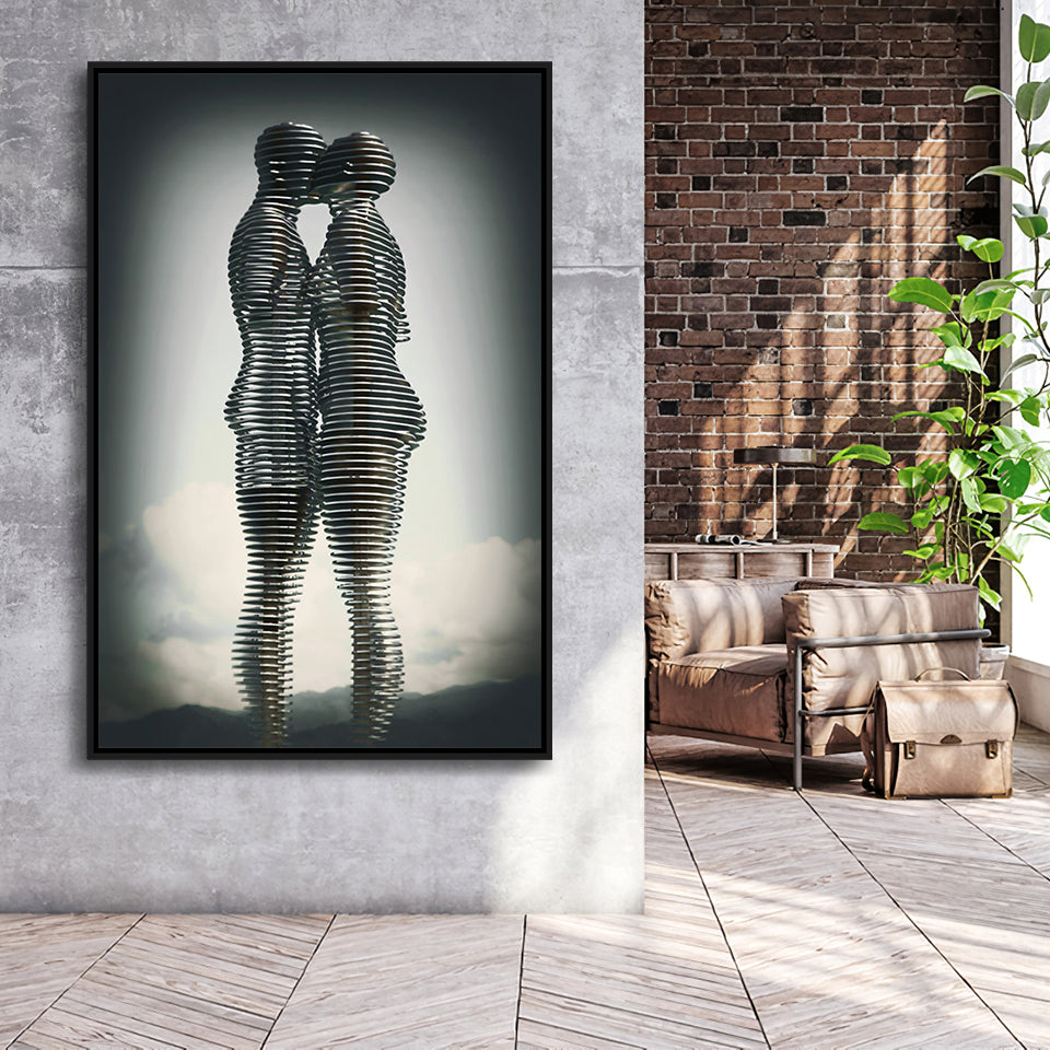 3D Effect Ali & Nino Couple Love Art Framed Canvas Prints Wall Art - Painting Canvas, Home Wall Decor, Prints for Sale, Floating Frame