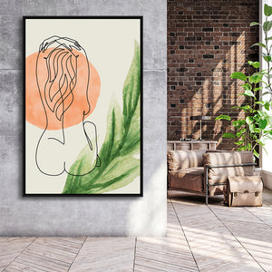 Back Pose Of Lady Bathroom Art Framed Canvas Prints Wall Art, Floating Frame, Large Canvas Home Decor