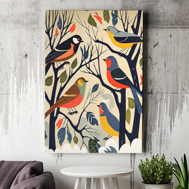 Songbirds Retro Art Print ,City Art Print, Large Canvas, Canvas Print Wall Art Home Decor