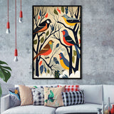 Songbirds Retro Art Print, City Art Print, Framed Art Print Wall Art Home Decor, Framed Picture